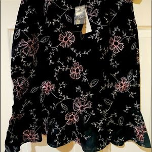 Grace Essentials Embroidered Black skirt.